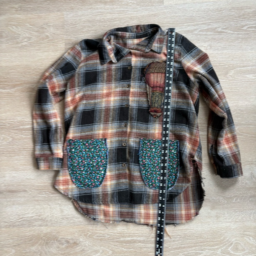 SOLD Bright Eyes Upcycled Flannel - Picture 9 of 10